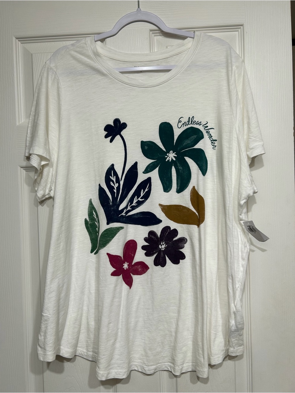 Old Navy White Floral Graphic Tee with Multicolor Blooms